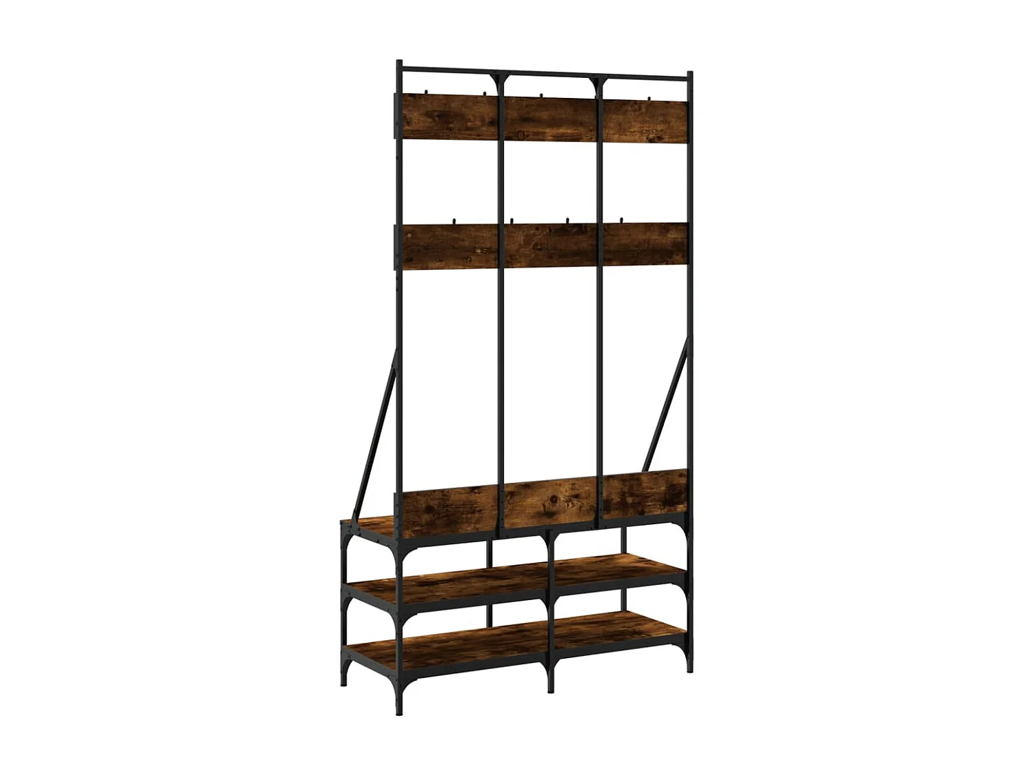 Appendiabiti e scarpiera in rovere affumicato