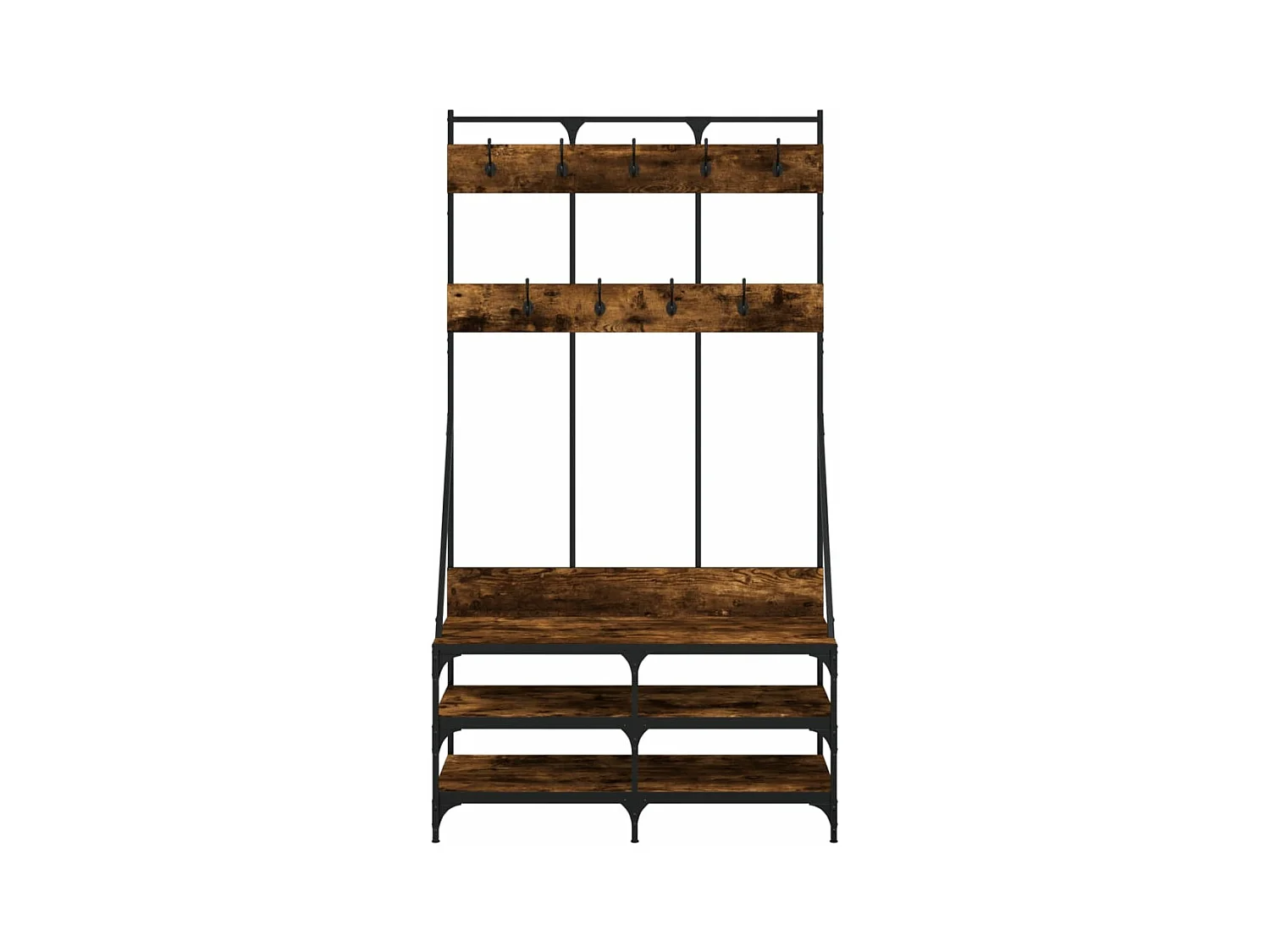 Porte-vêtements et rangement des chaussures chêne fumé