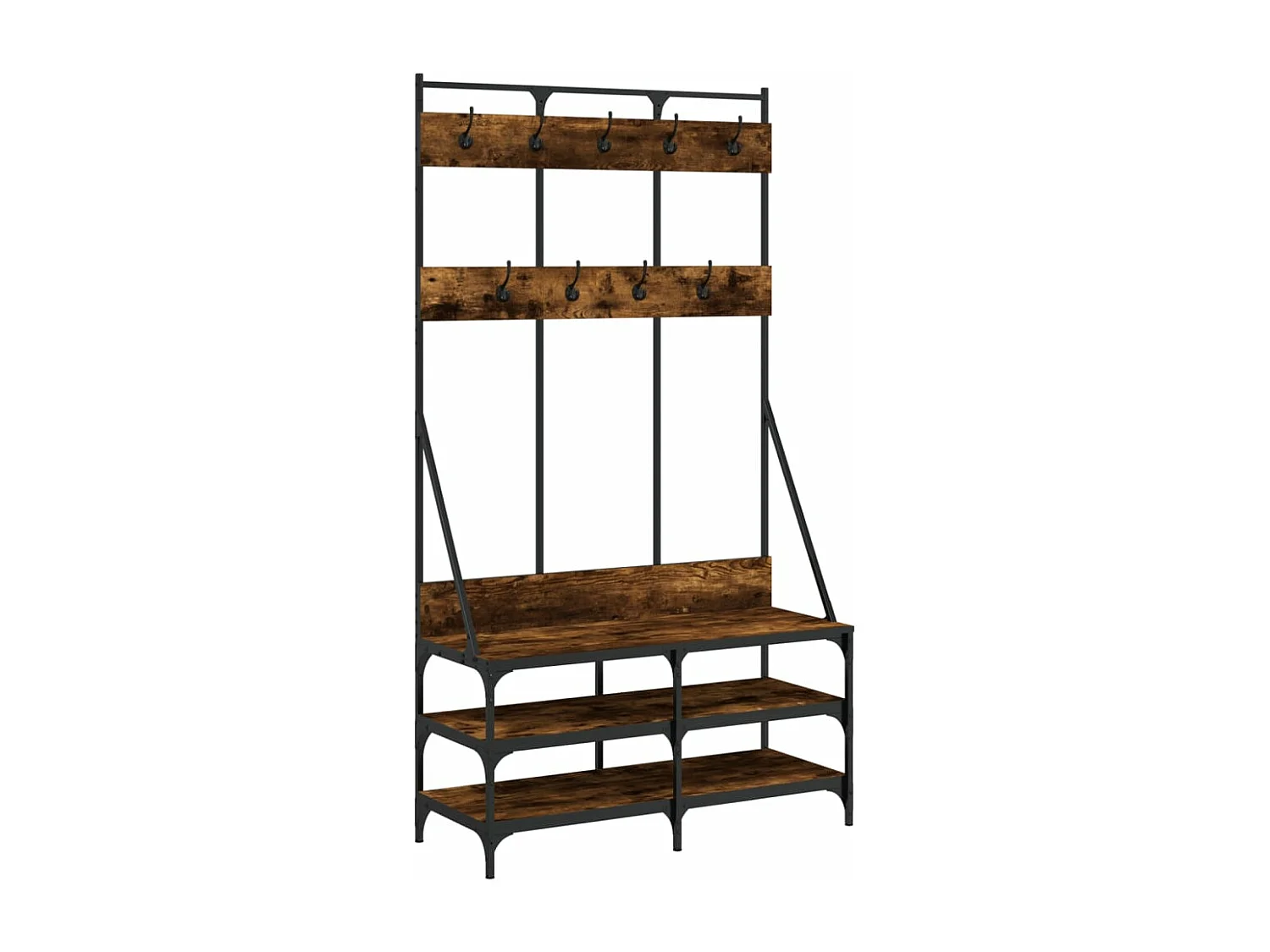 Porte-vêtements et rangement des chaussures chêne fumé