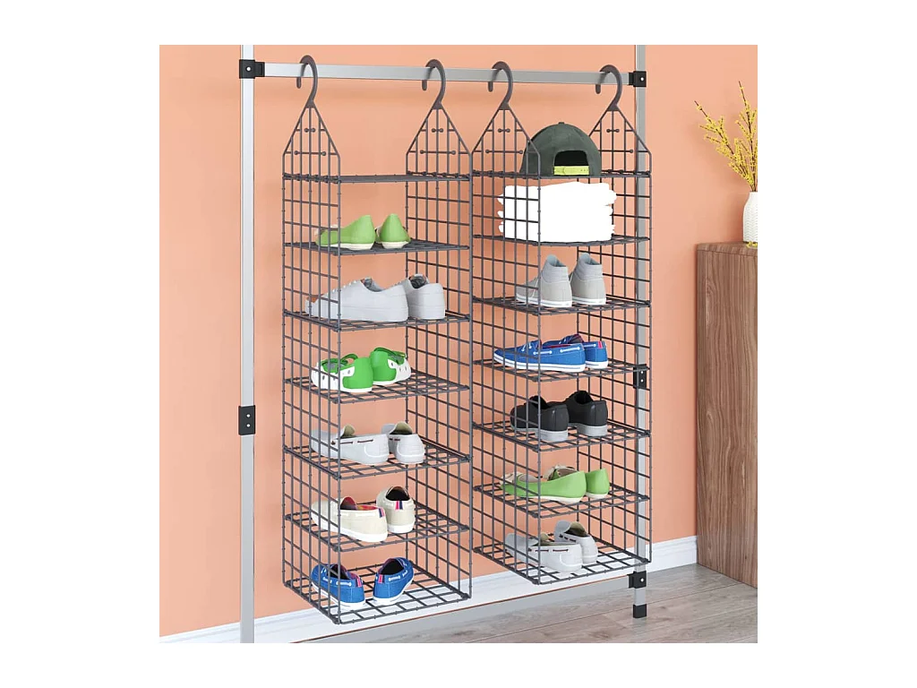 Organizer per guardaroba pensile con 7 ripiani 2 pz