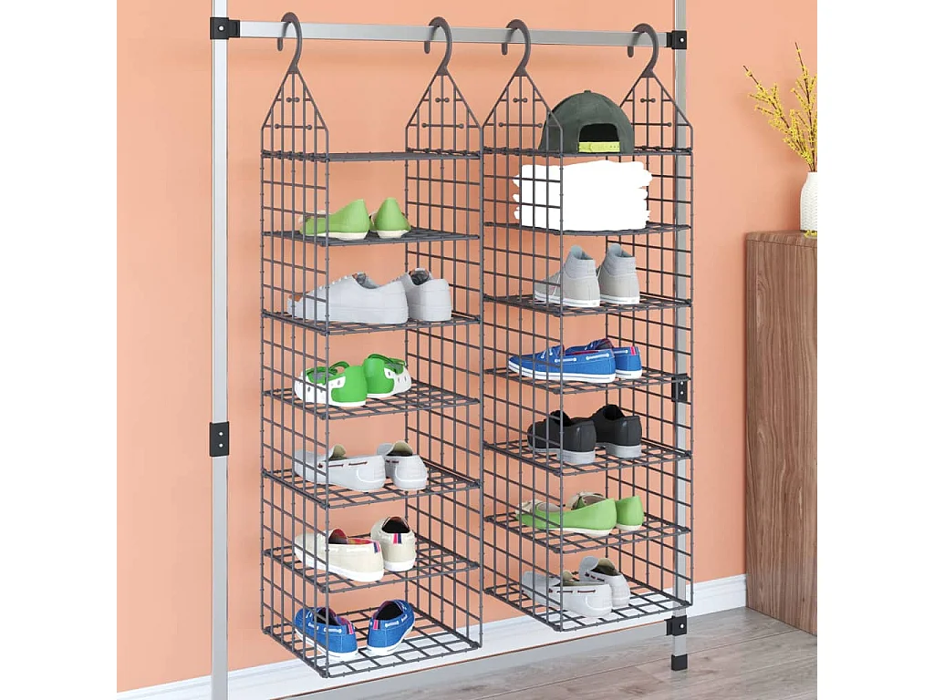 Organisateur de garde-robe suspendu avec 7 étagères 2 pcs