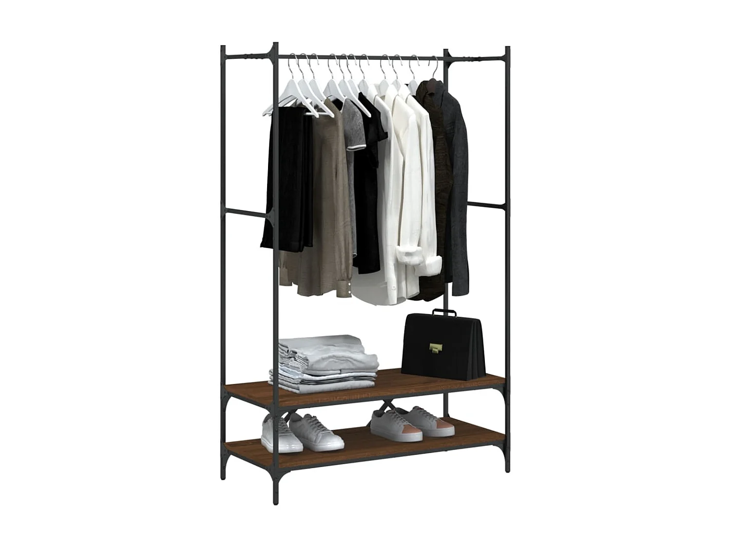 Kledingrek met planken bruin eiken parket