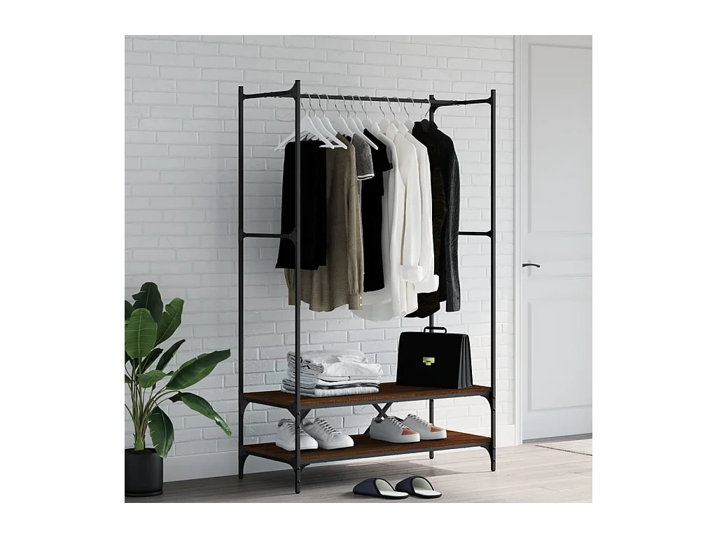 Porte-vêtements avec étagères chêne marron bois d'ingénierie