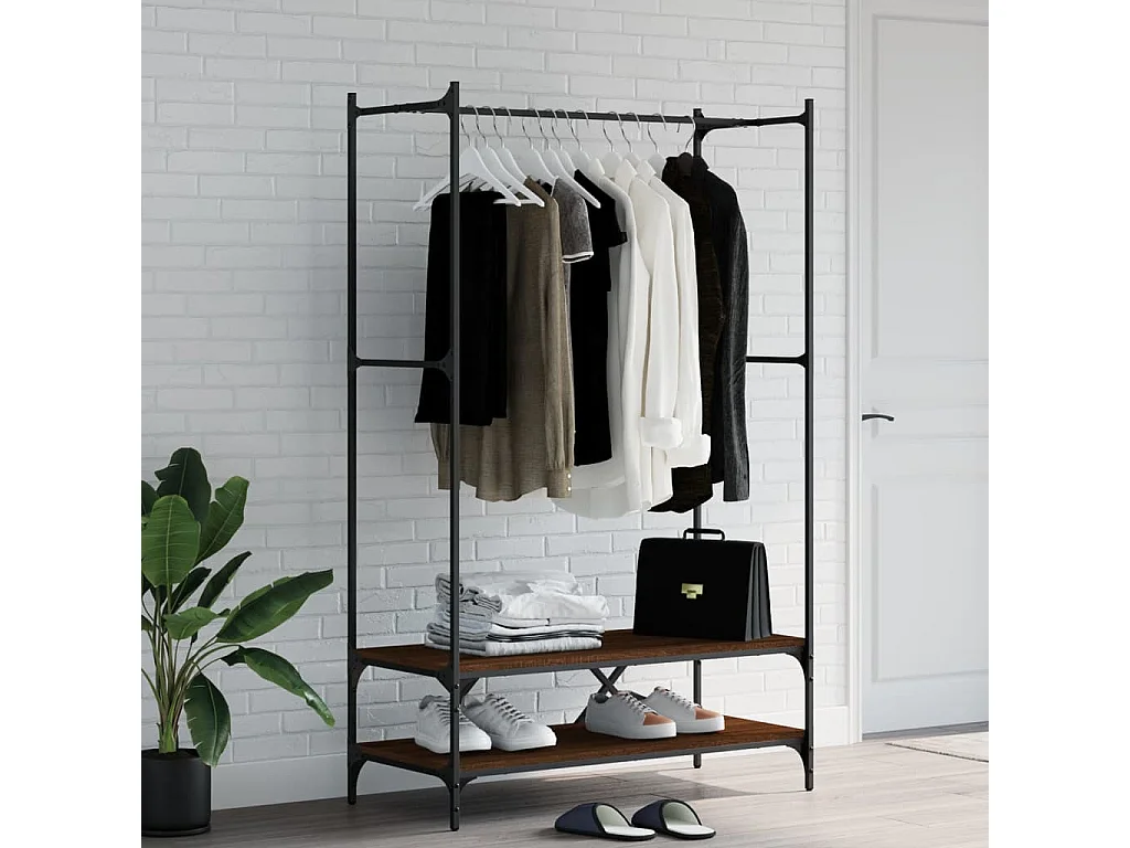 Kledingrek met planken bruin eiken parket