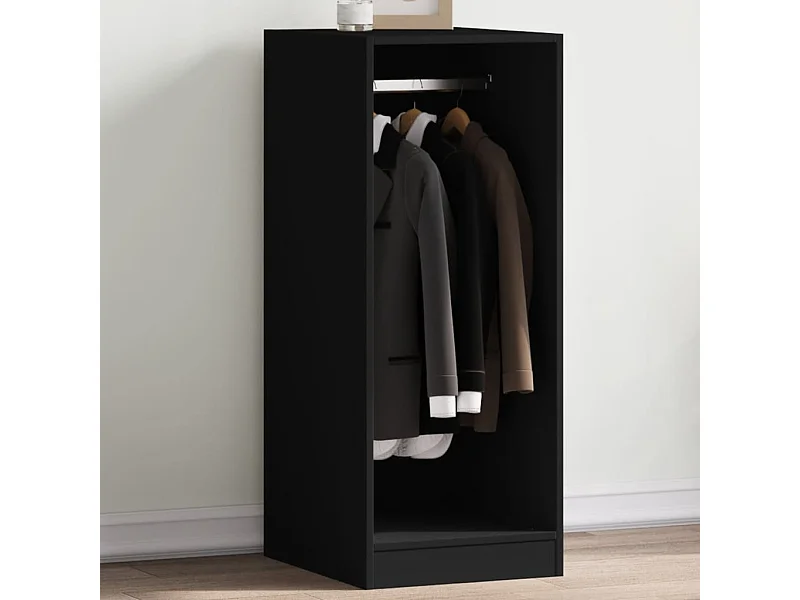 Schwarzer Kleiderschrank 48x41x102 cm aus Holzwerkstoff