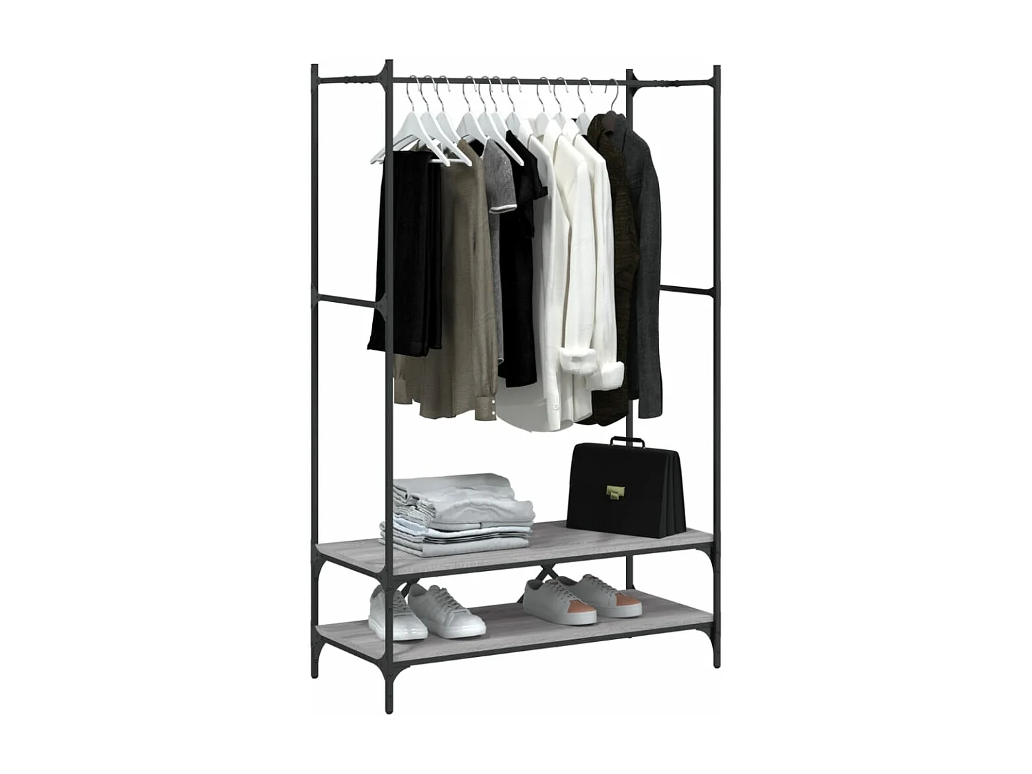 Kledingrek met planken sonoma grijs parket