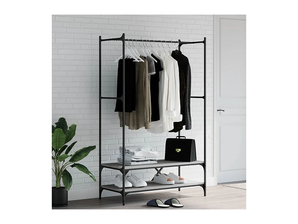Porte-vêtements avec étagères sonoma gris bois d'ingénierie