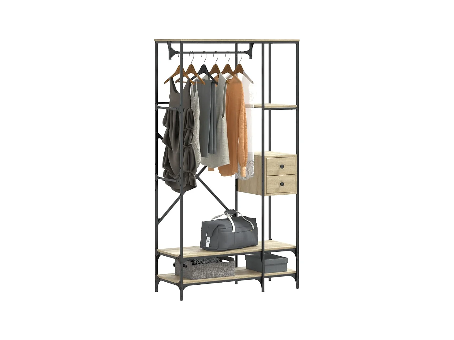 Porte-vêtements avec étagères chêne sonoma bois d'ingénierie