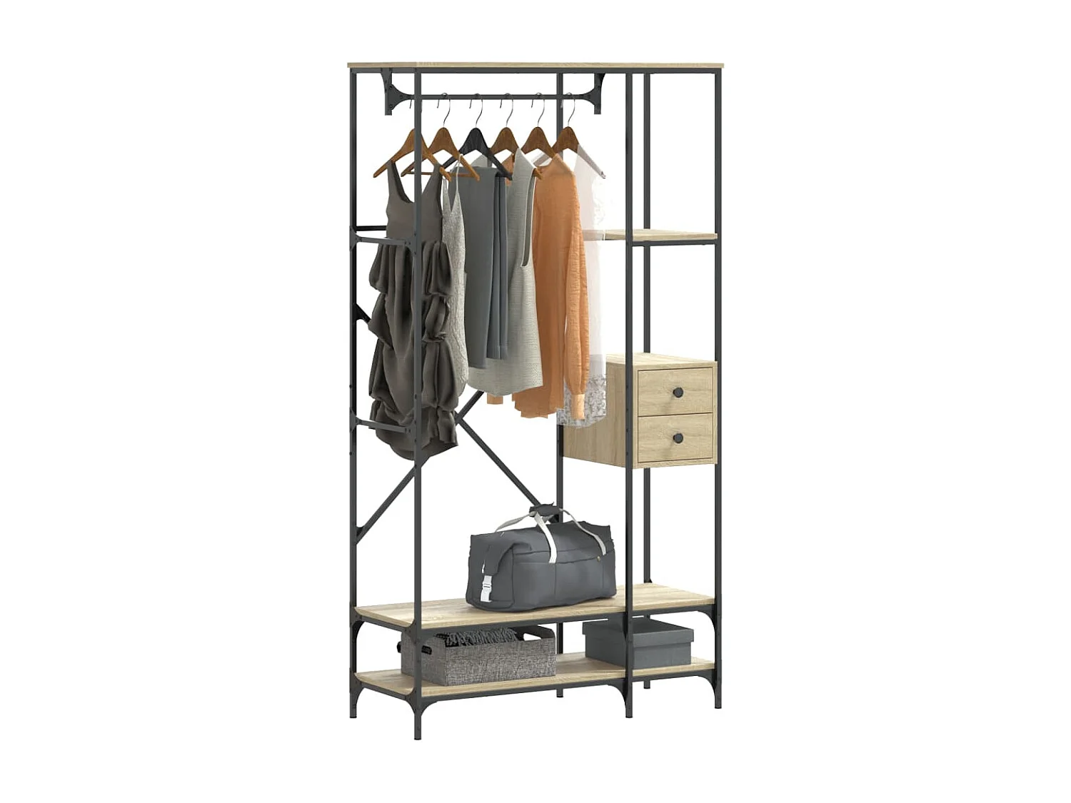 Porte-vêtements avec étagères chêne sonoma bois d'ingénierie