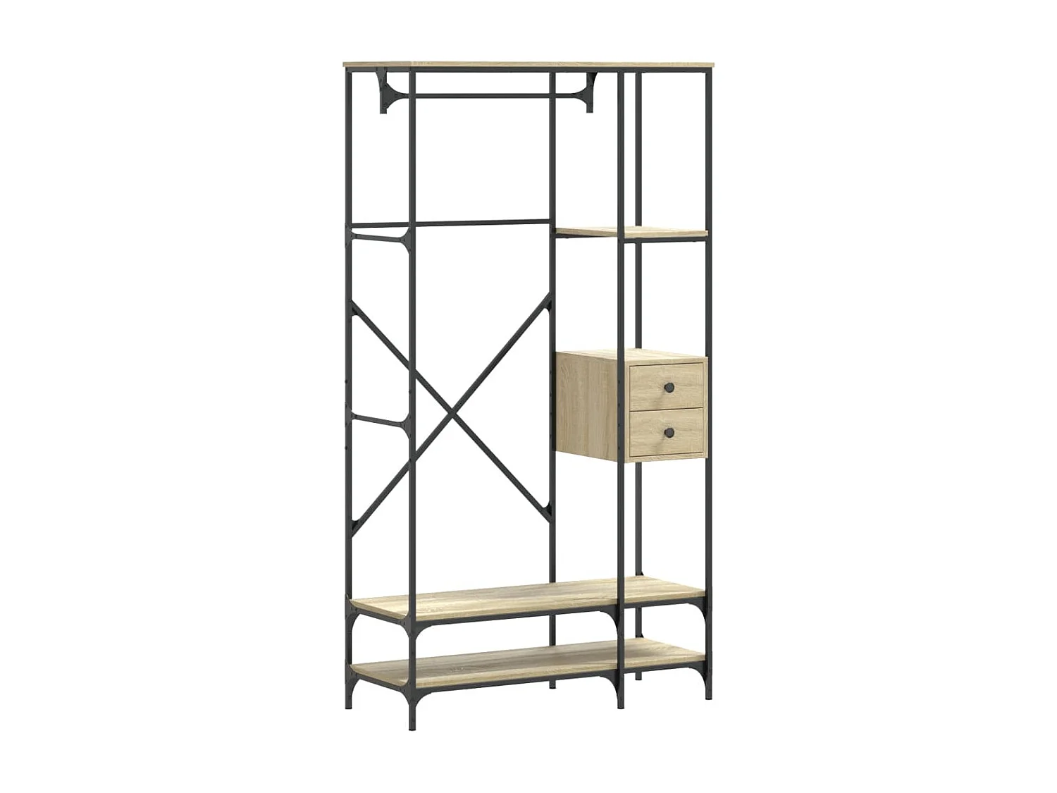 Porte-vêtements avec étagères chêne sonoma bois d'ingénierie