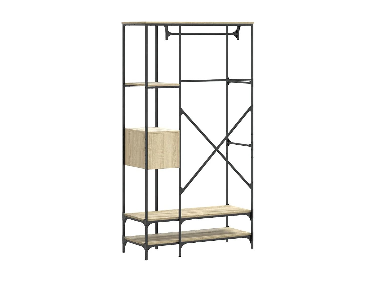 Porte-vêtements avec étagères chêne sonoma bois d'ingénierie