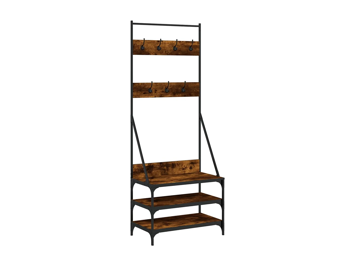 Porte-vêtements et rangement des chaussures chêne fumé