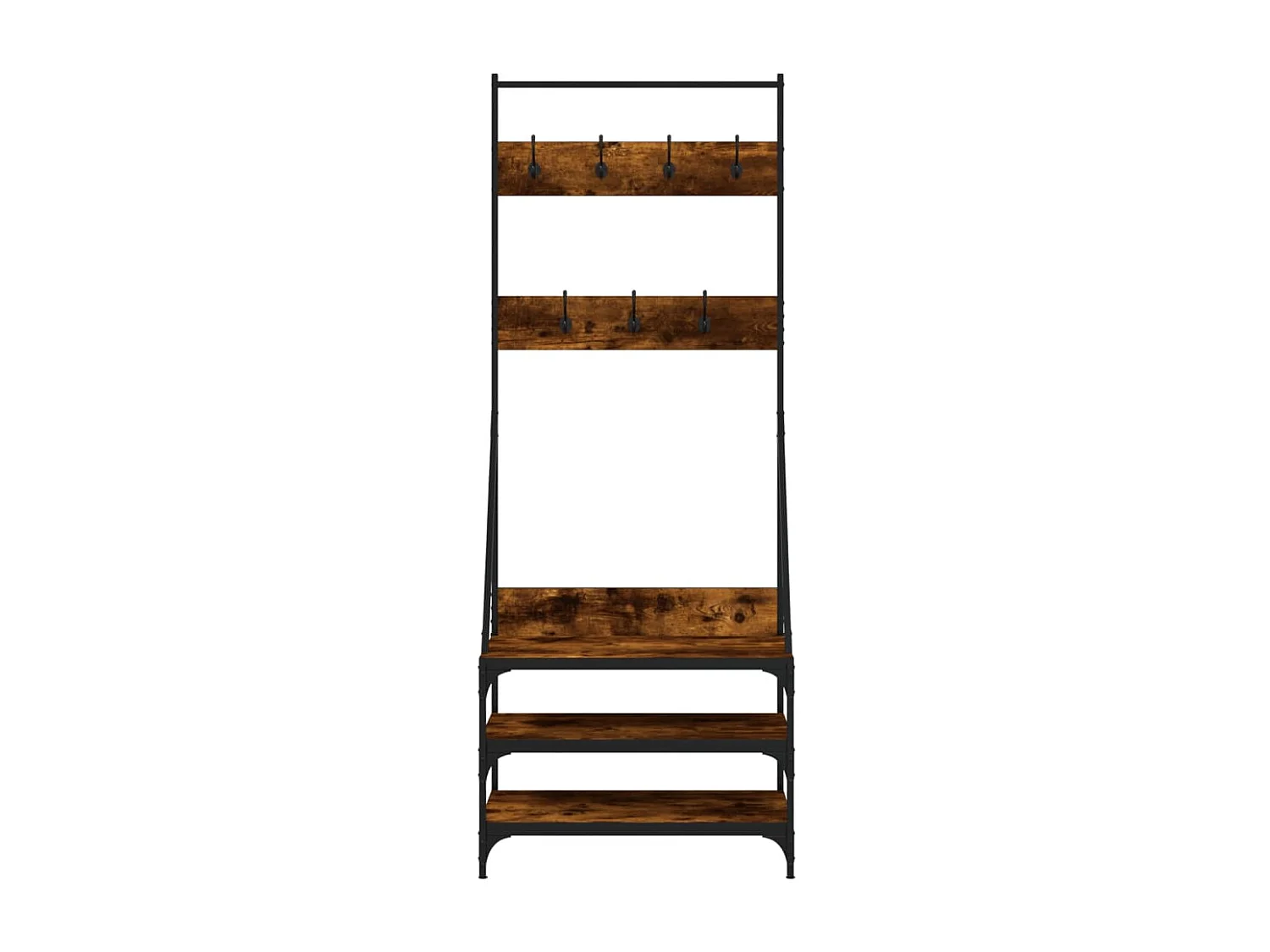 Porte-vêtements et rangement des chaussures chêne fumé