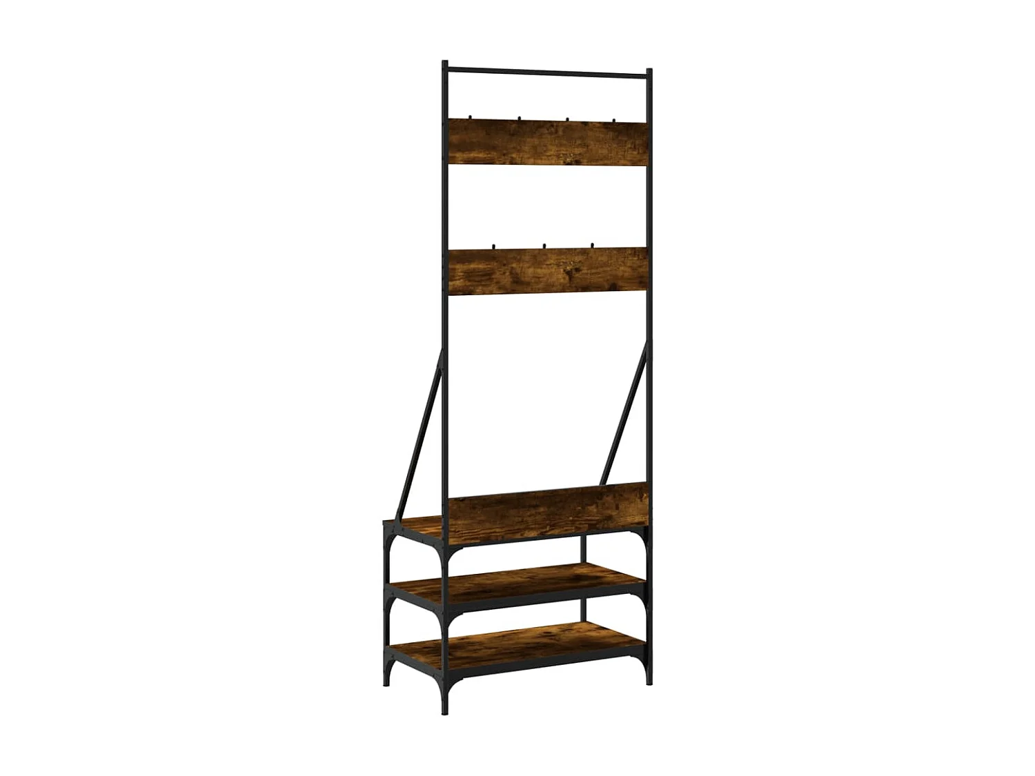 Porte-vêtements et rangement des chaussures chêne fumé