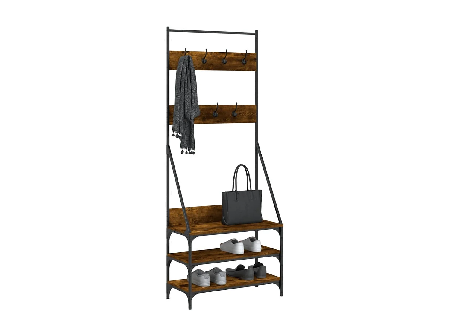 Appendiabiti e scarpiera in rovere affumicato