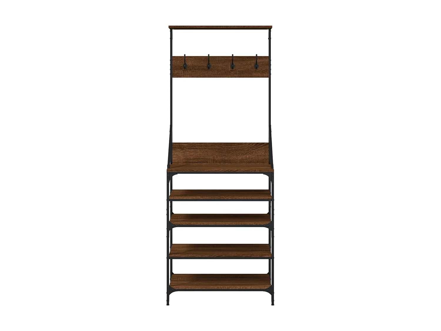 Porte-vêtements et rangement des chaussures chêne marron