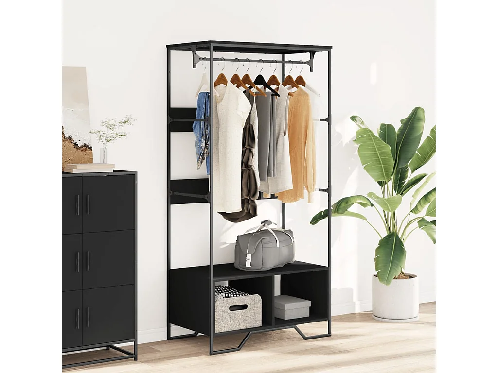 Armoire noir 90x50x180 cm bois d’ingénierie