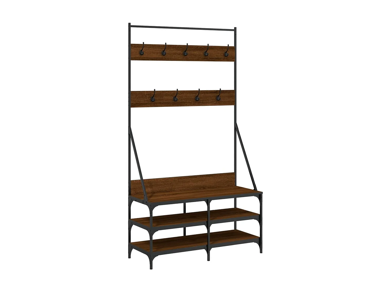 Suporte para roupas e sapatos em carvalho castanho