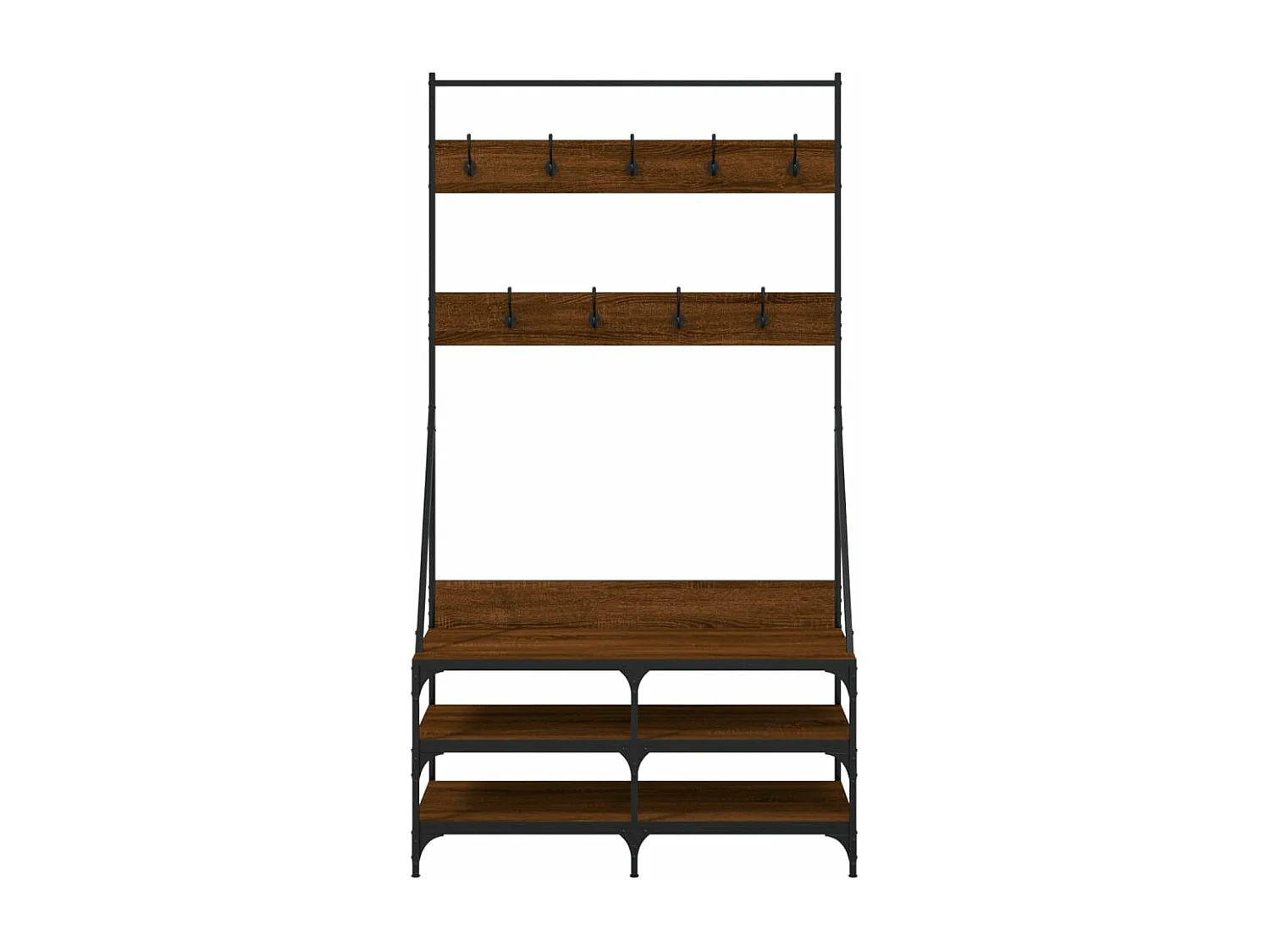 Suporte para roupas e sapatos em carvalho castanho