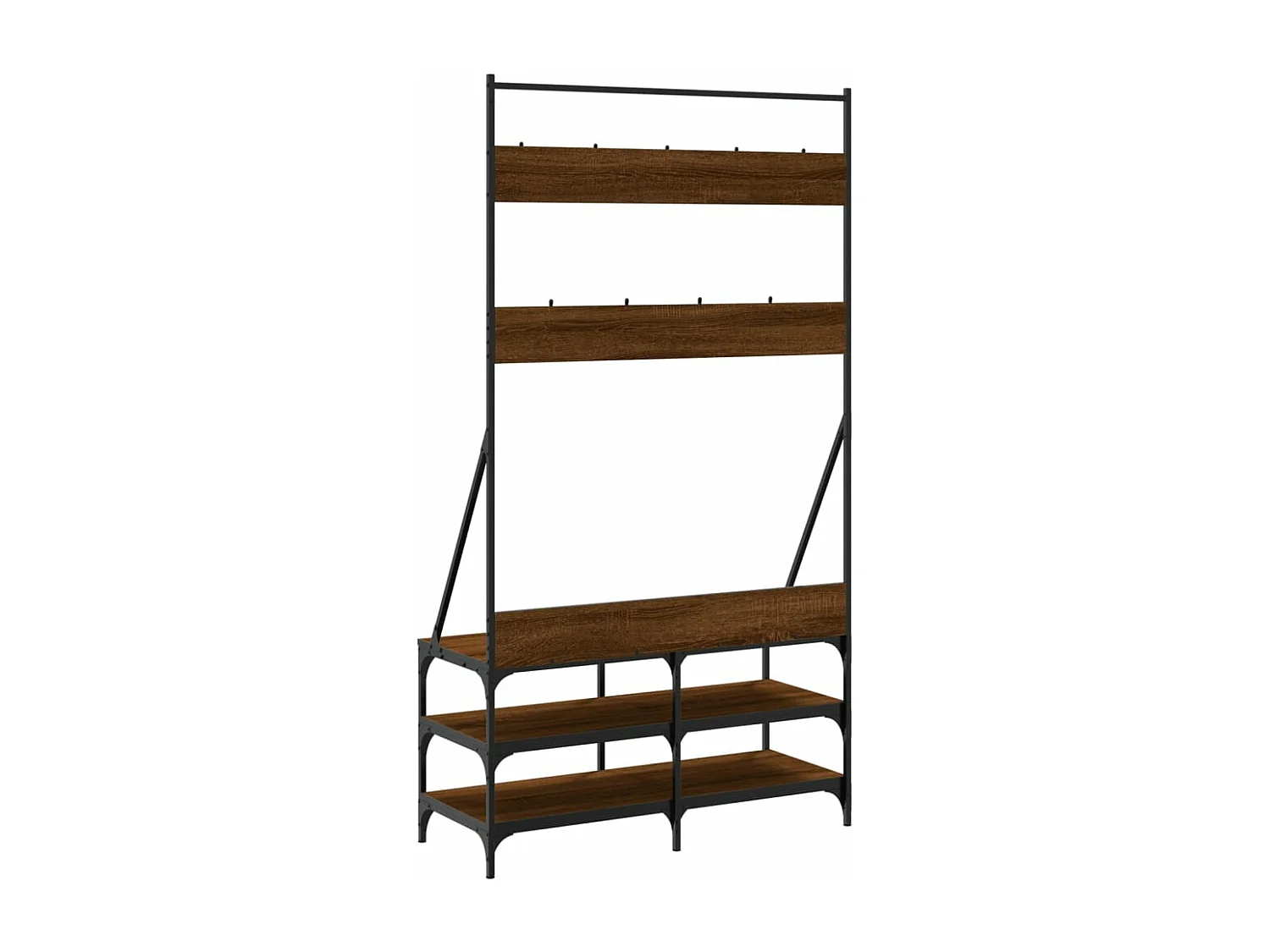 Suporte para roupas e sapatos em carvalho castanho