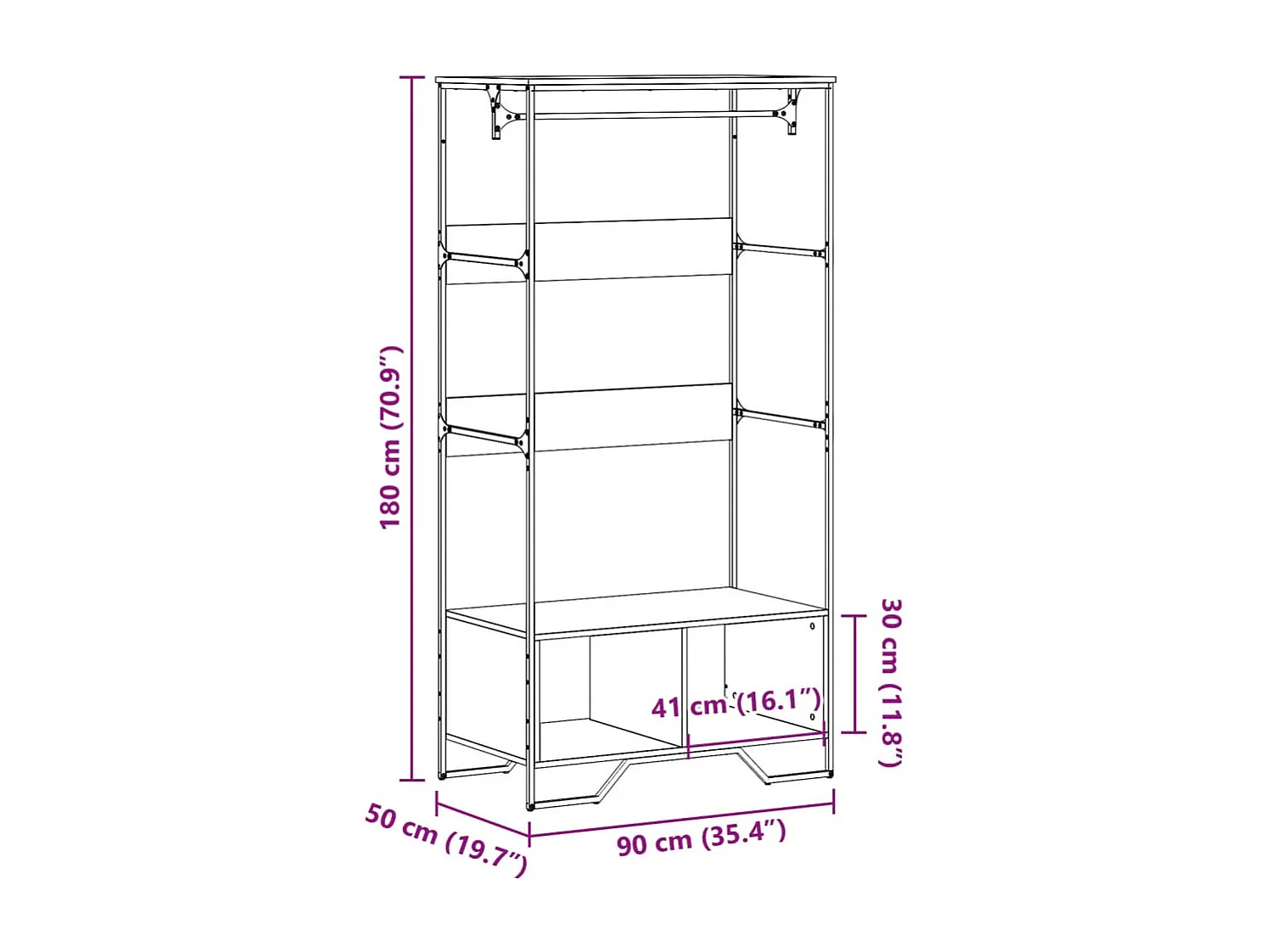 Sonoma grijze kast 90x50x180 cm samengesteld hout
