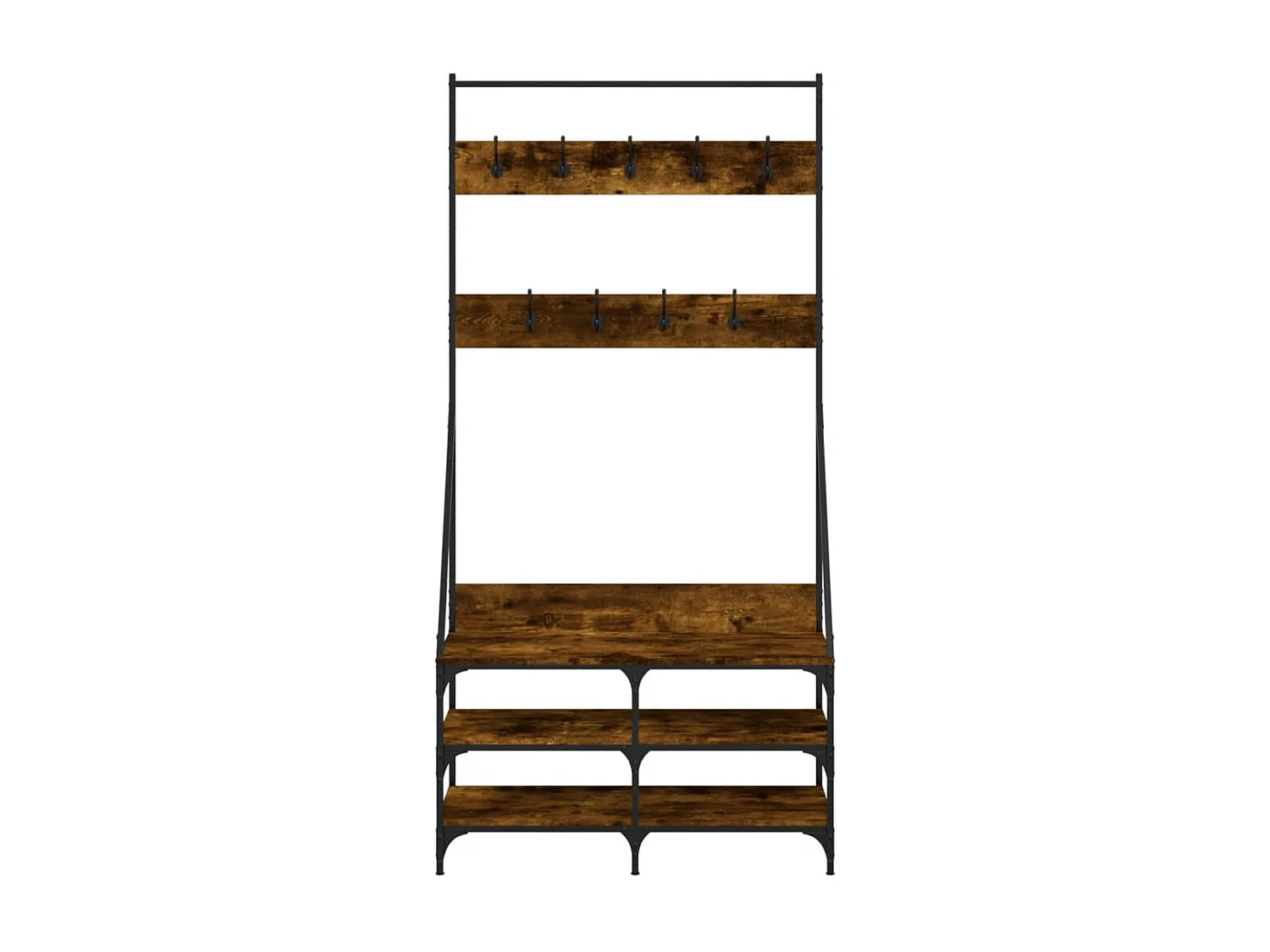 Porte-vêtements et rangement des chaussures chêne fumé