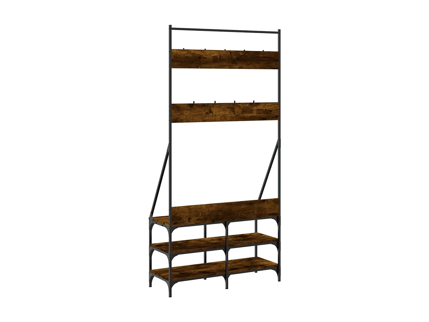 Porte-vêtements et rangement des chaussures chêne fumé