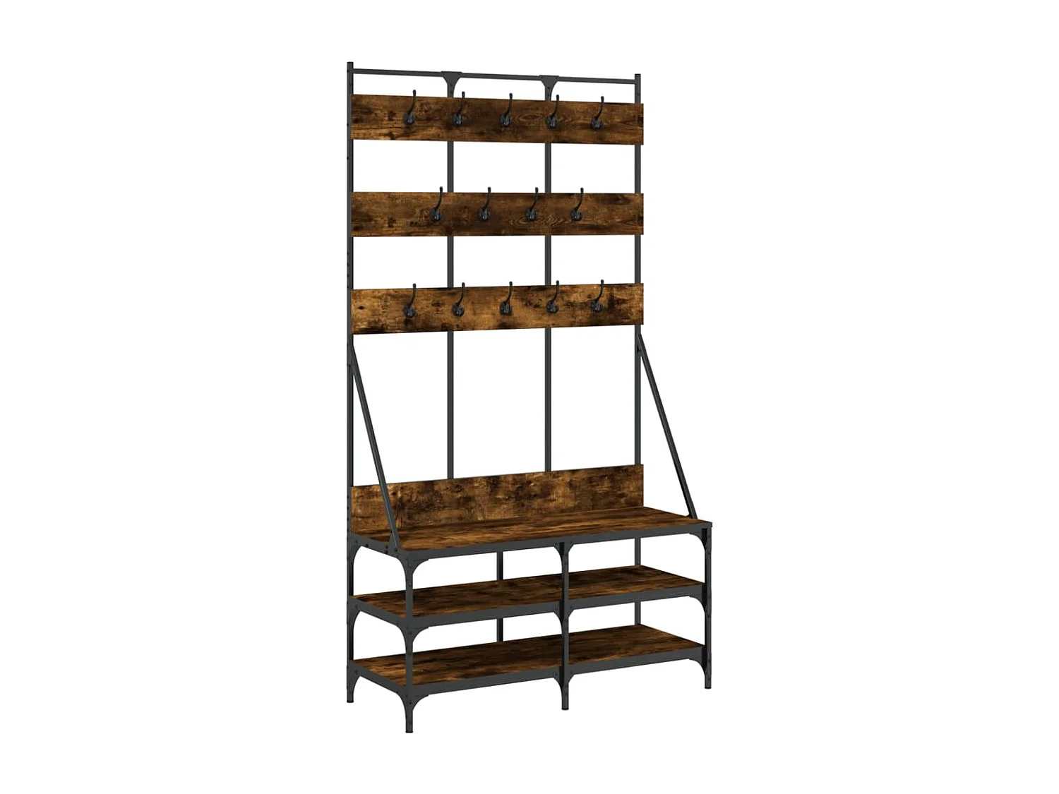 Porte-vêtements et rangement des chaussures chêne fumé