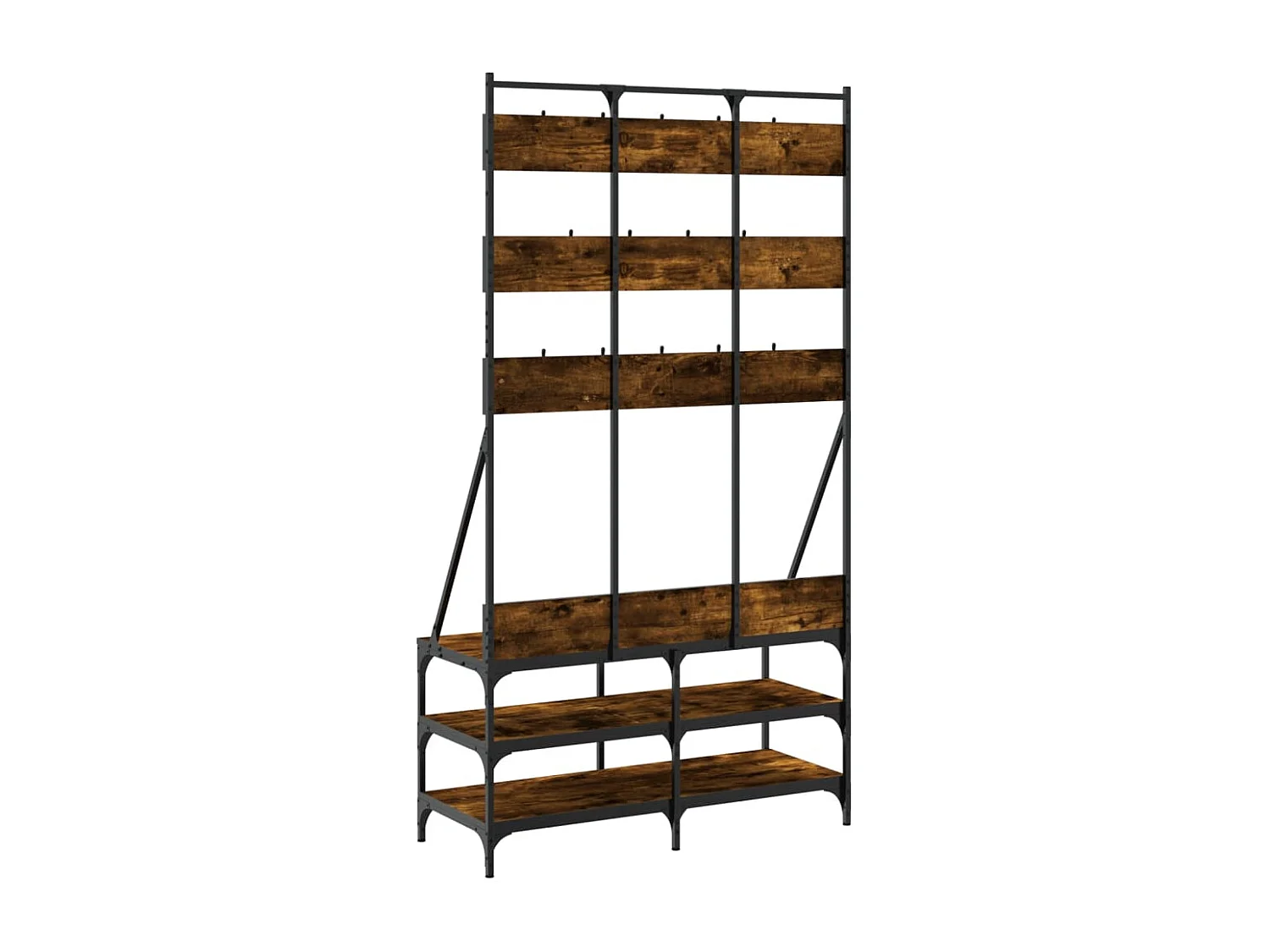 Porte-vêtements et rangement des chaussures chêne fumé