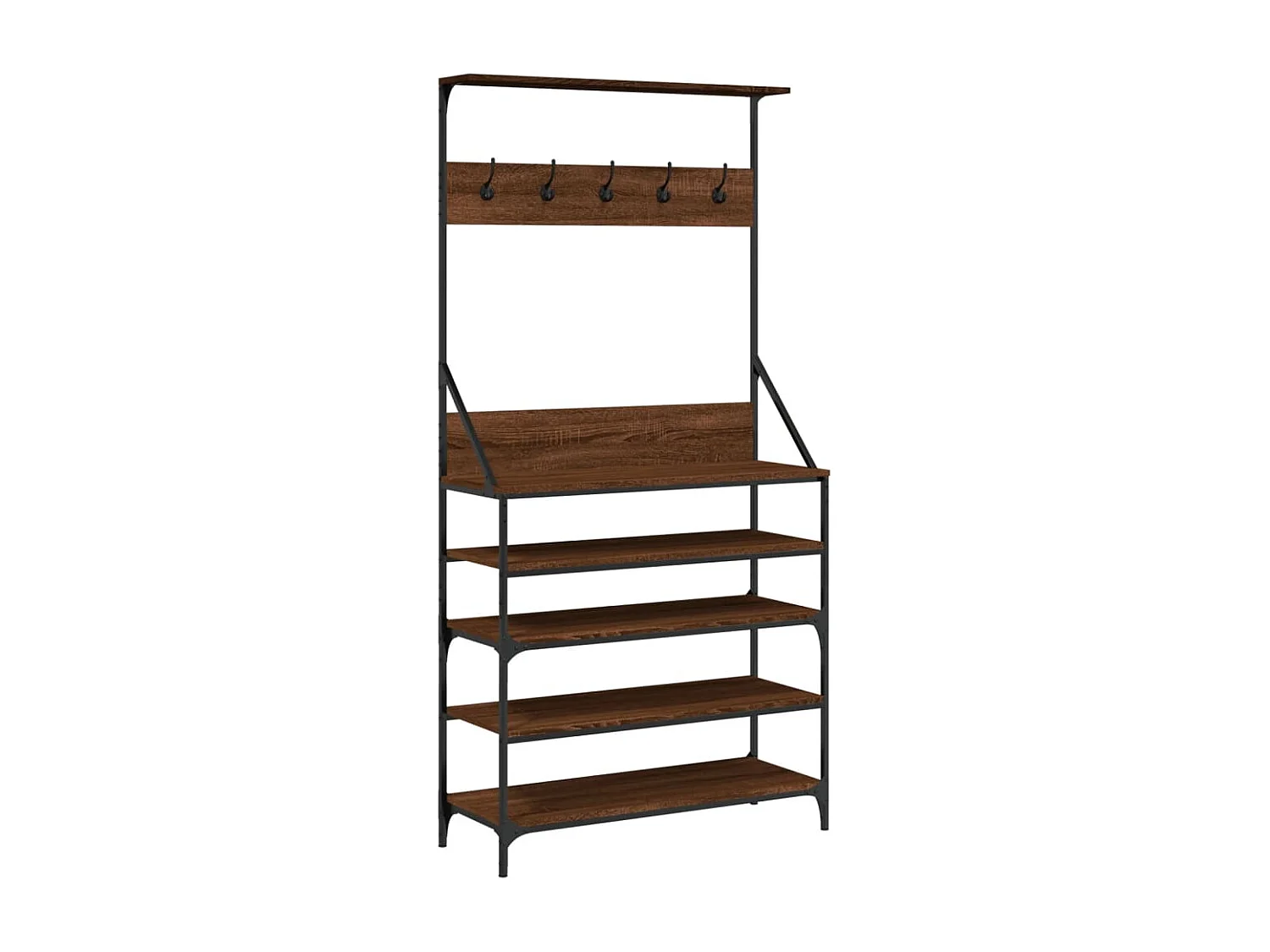 Porte-vêtements et rangement des chaussures chêne marron