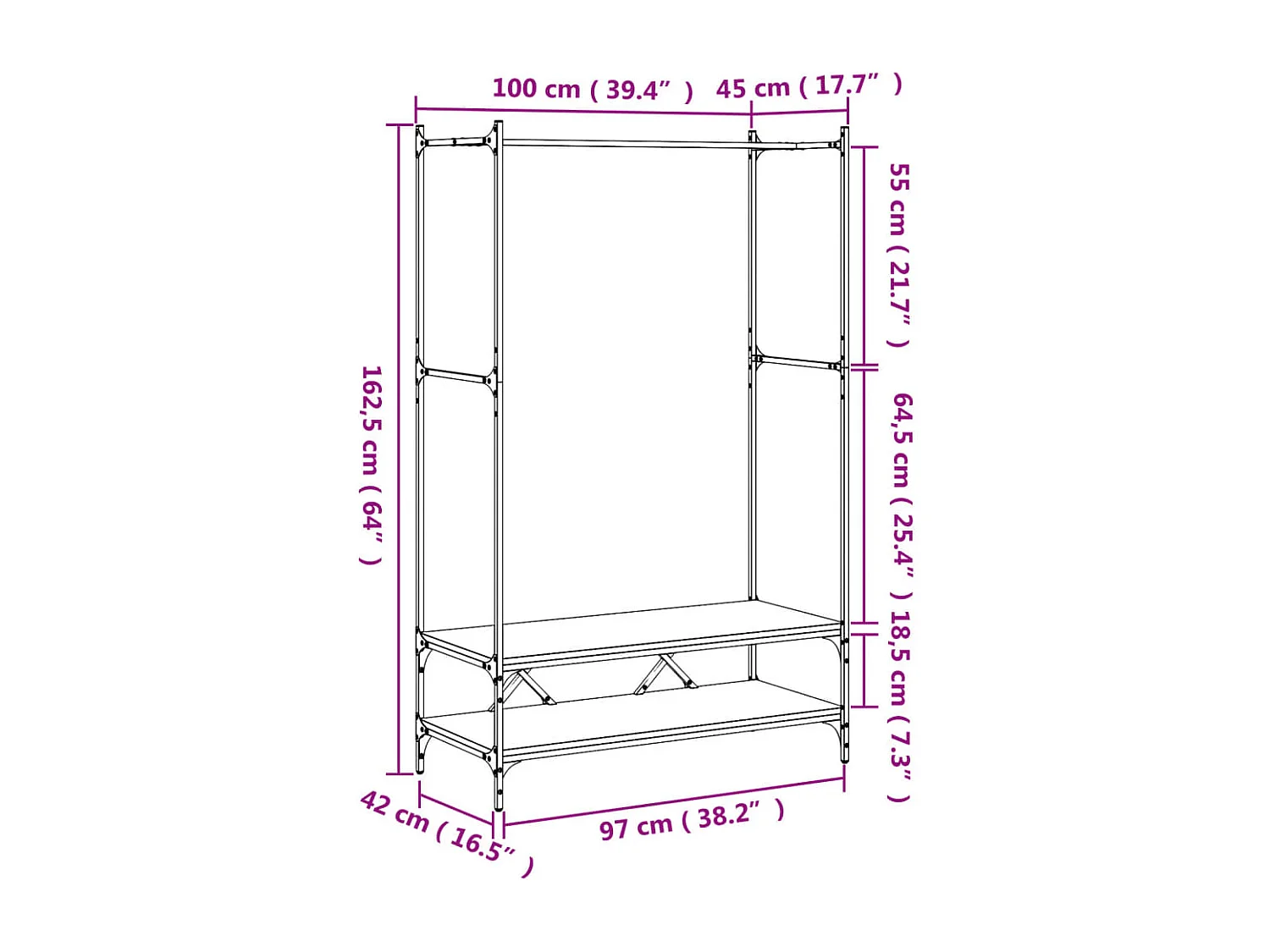 Kledingrek met planken Sonoma eiken parket