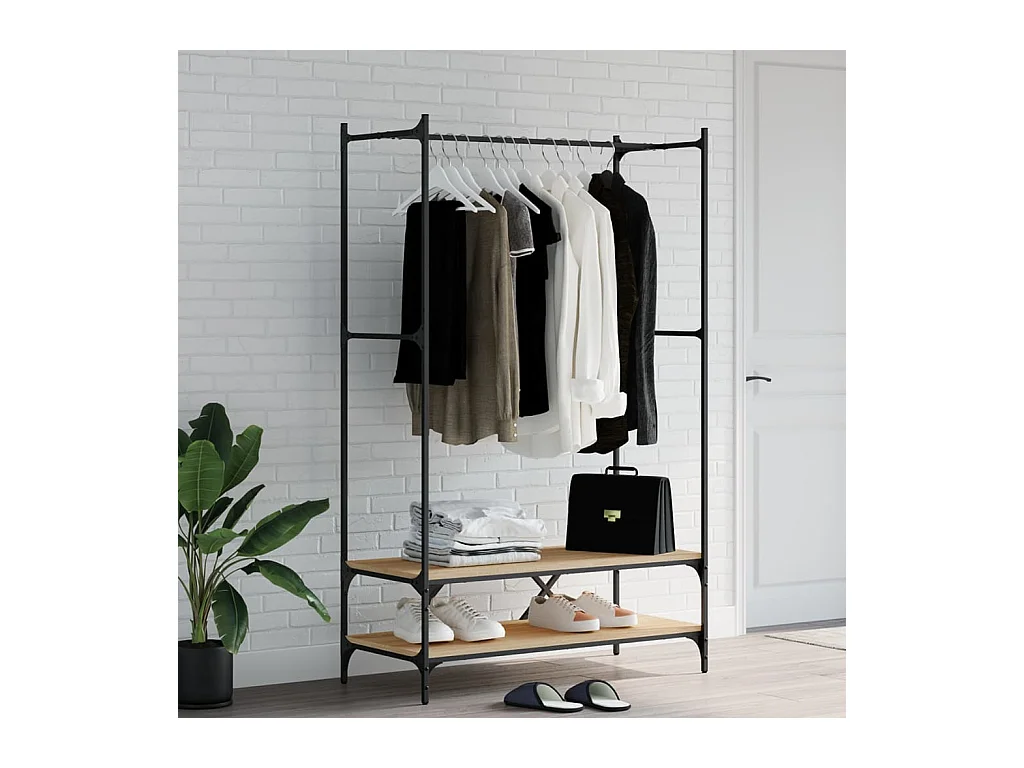Porte-vêtements avec étagères chêne sonoma bois d'ingénierie