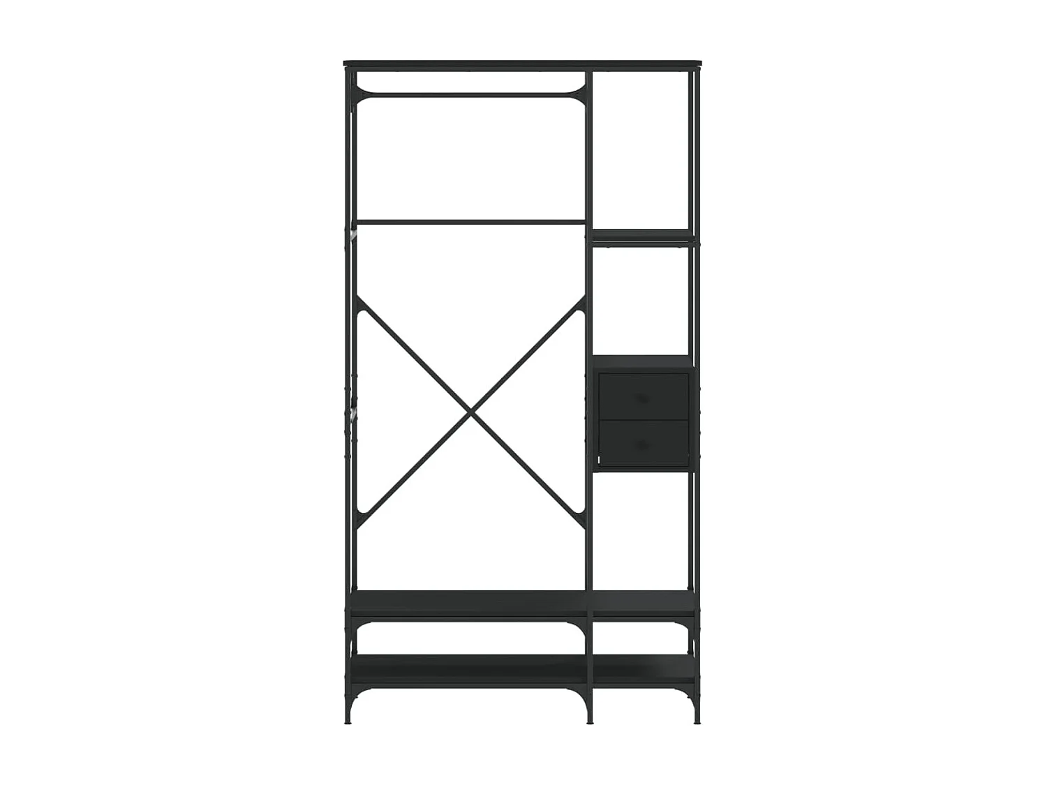 Porte-vêtements avec étagères noir bois d'ingénierie