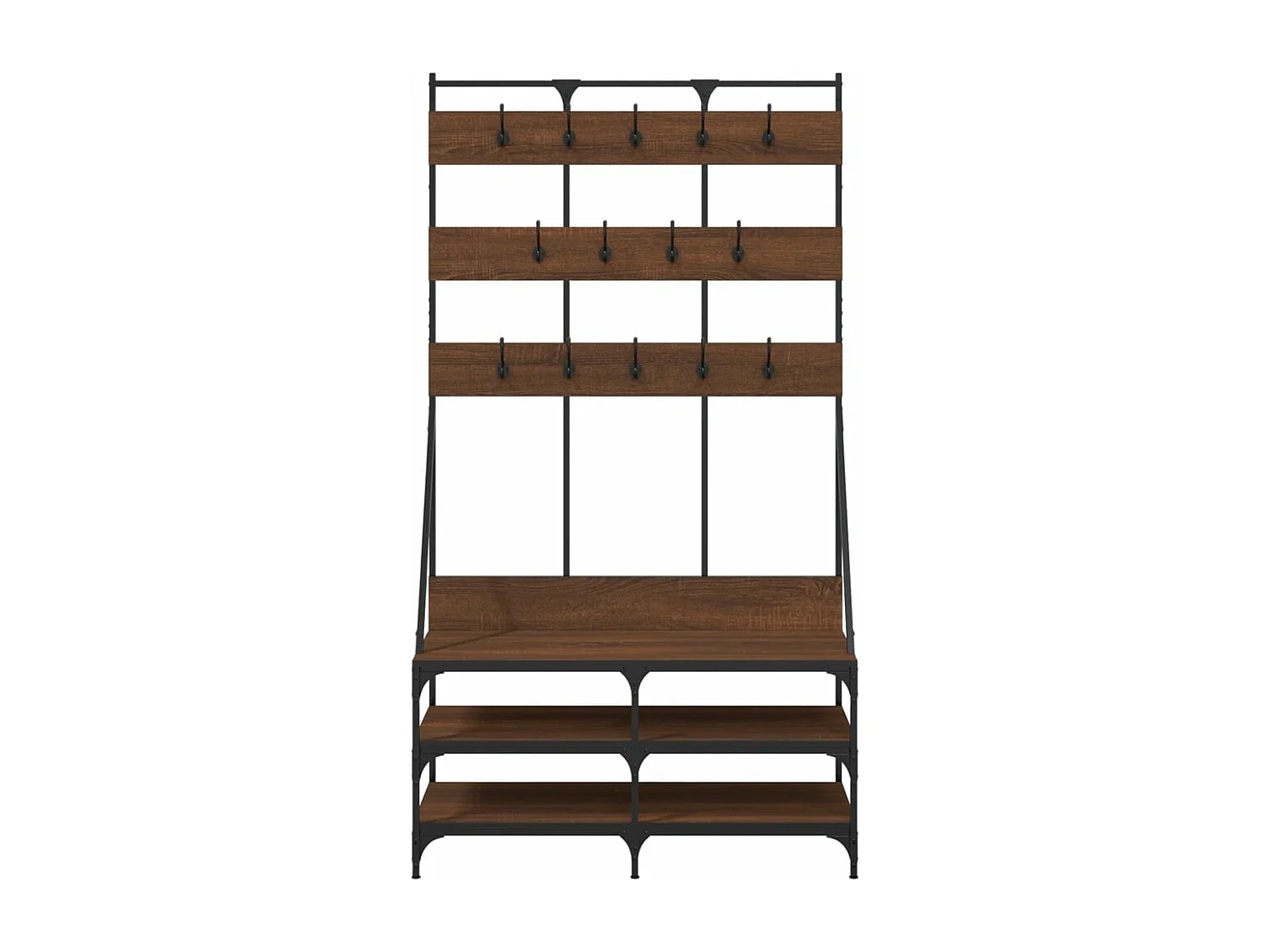 Porte-vêtements et rangement des chaussures chêne marron