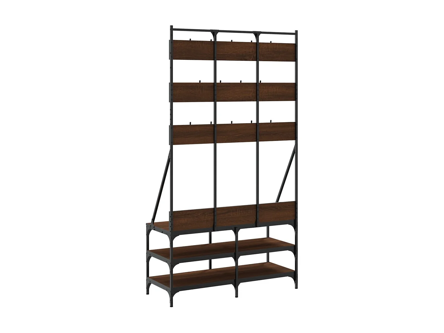 Porte-vêtements et rangement des chaussures chêne marron