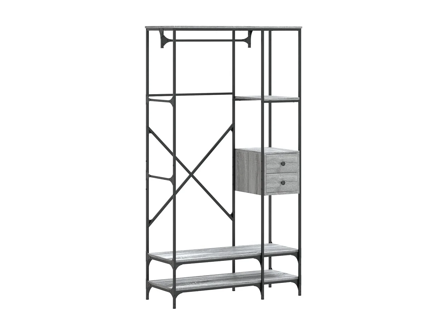 Porte-vêtements avec étagères sonoma gris bois d'ingénierie