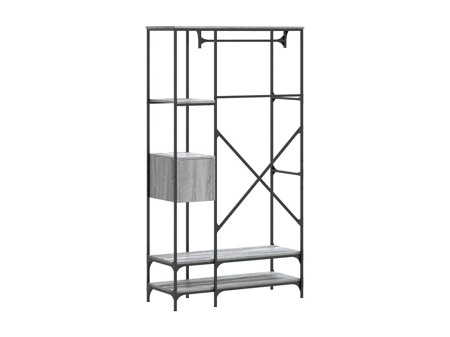 Porte-vêtements avec étagères sonoma gris bois d'ingénierie