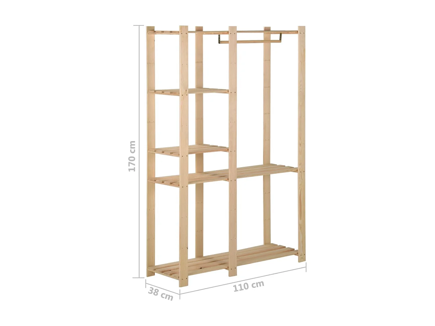 Porte-manteau 110x38x170 cm Bois de pin massif