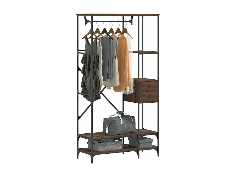 Porte-vêtements avec étagères chêne marron bois d'ingénierie