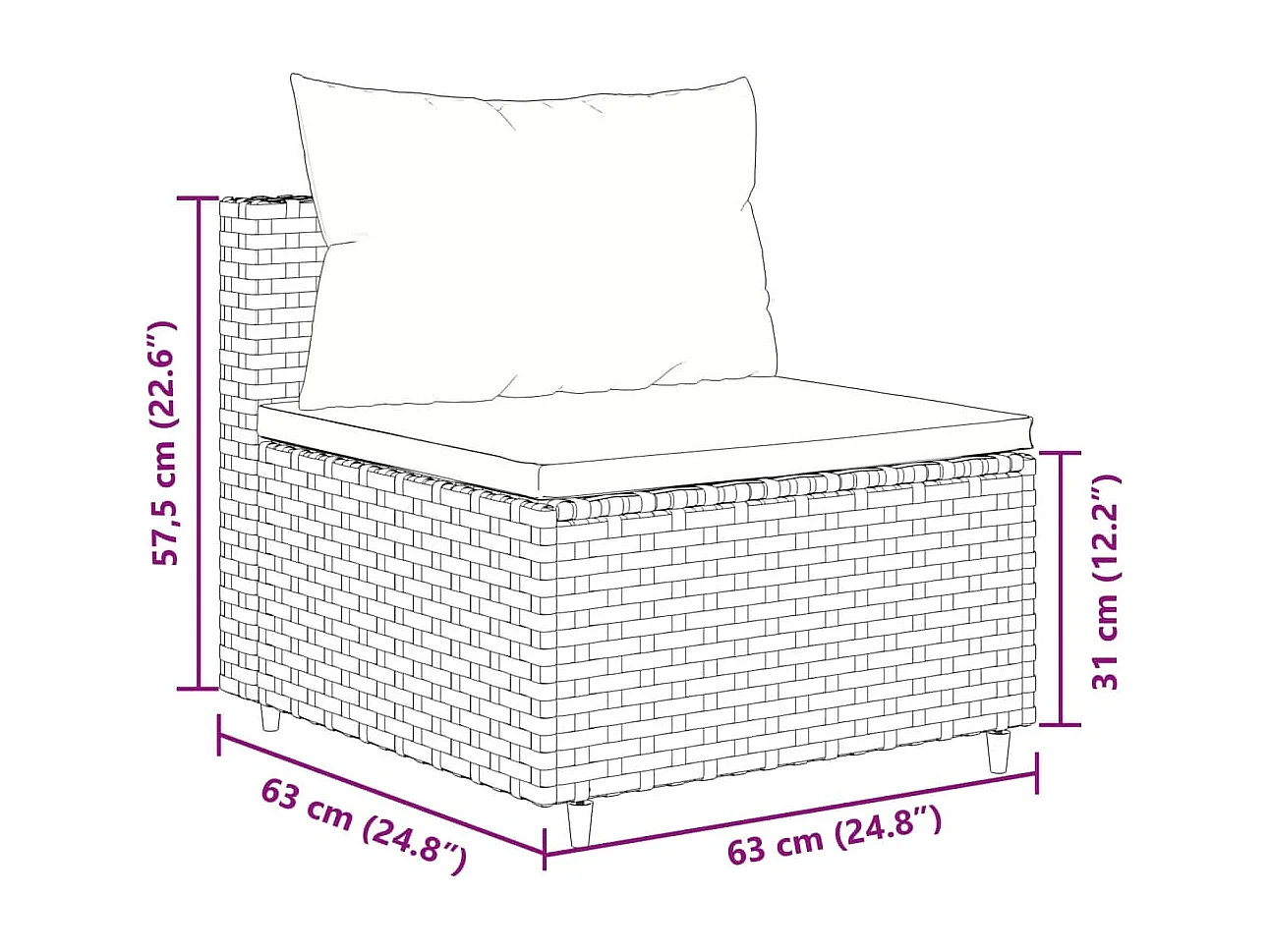 11-delige Loungeset met kussens poly rattan zwart