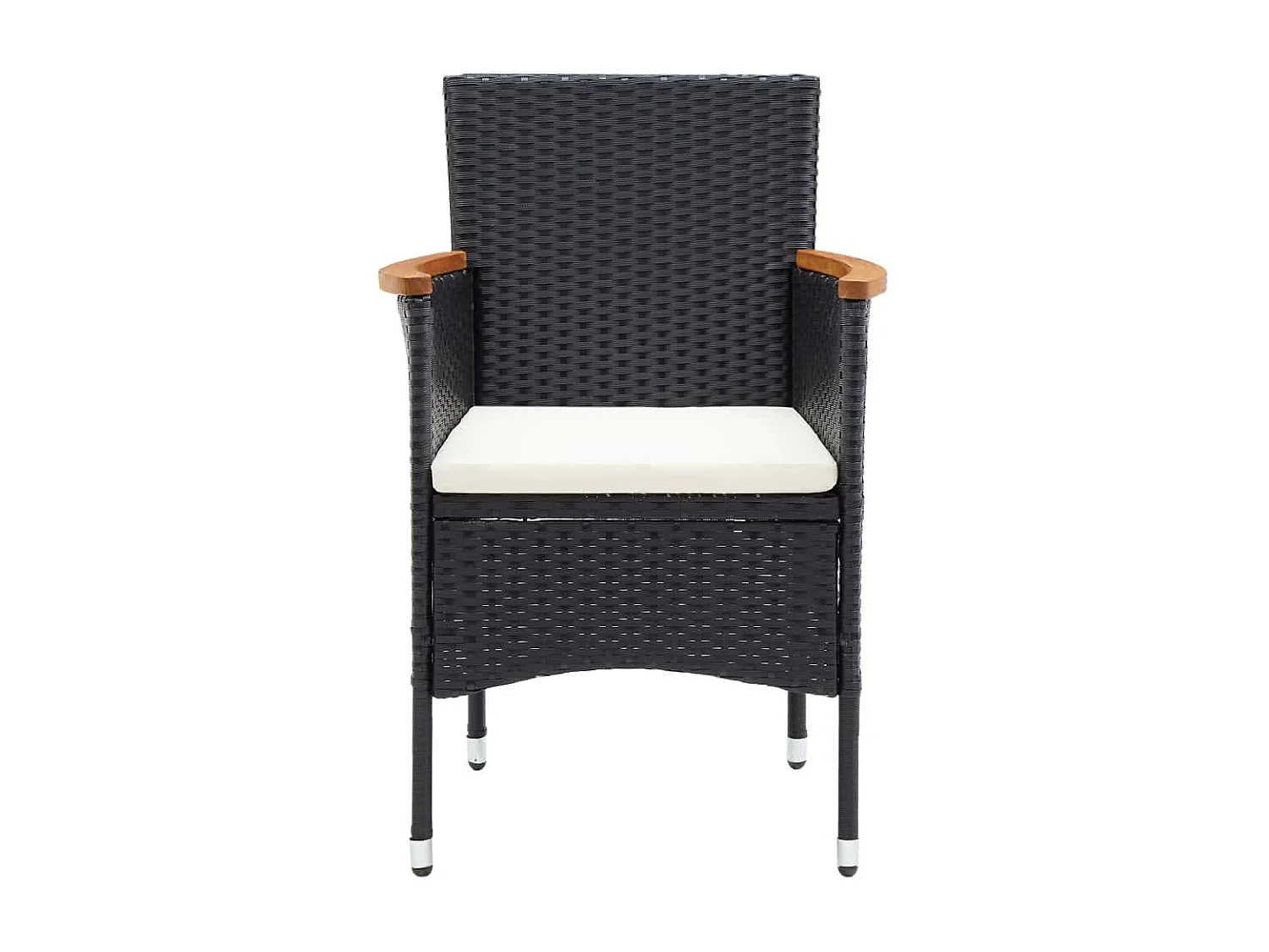 5-tlg. Garten-Essgruppe mit Kissen Poly Rattan Schwarz