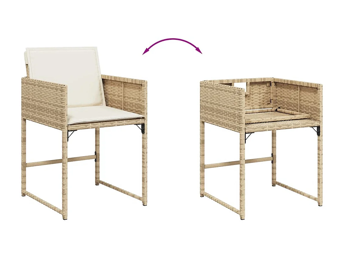 Set da Pranzo da Giardino 9 pz con Cuscini Beige in Polyrattan
