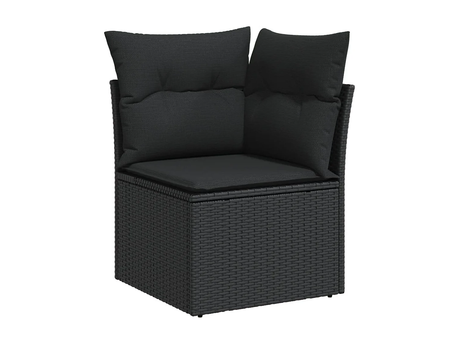6-delige Loungeset met kussens poly rattan zwart