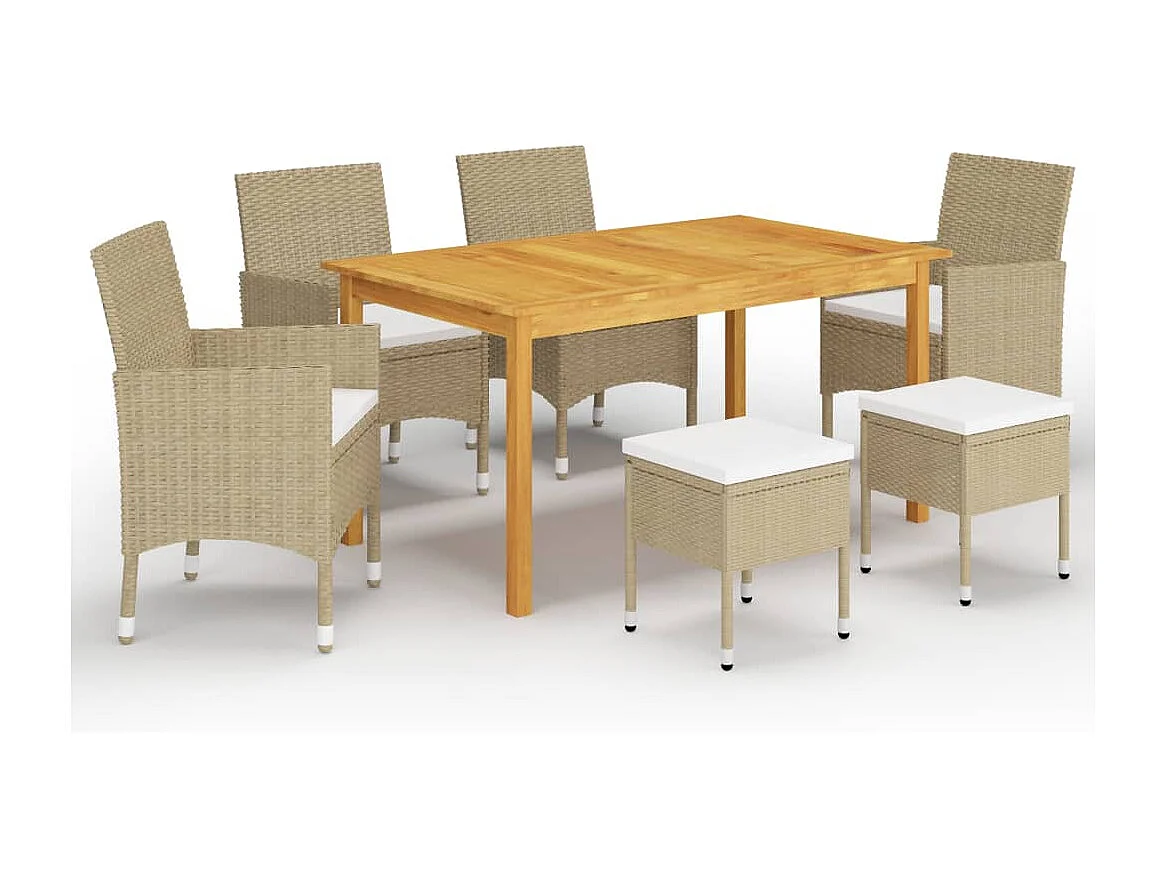 Ensemble à manger de jardin 7 pcs Beige