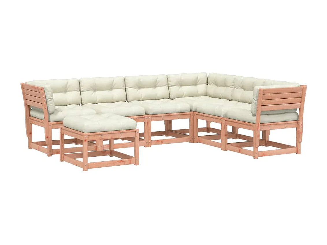 Salon de jardin 7 pcs avec coussins bois massif douglas