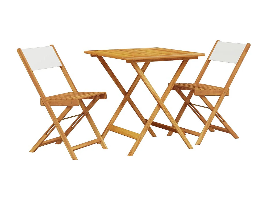 3 pcs conjunto de bistrô tecido e madeira maciça branco nata