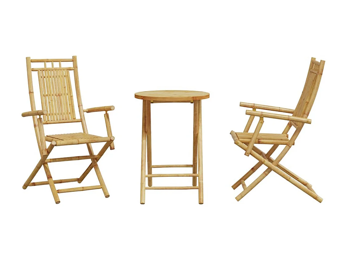 Juego de mesa y sillas de jardín 3 piezas bambú