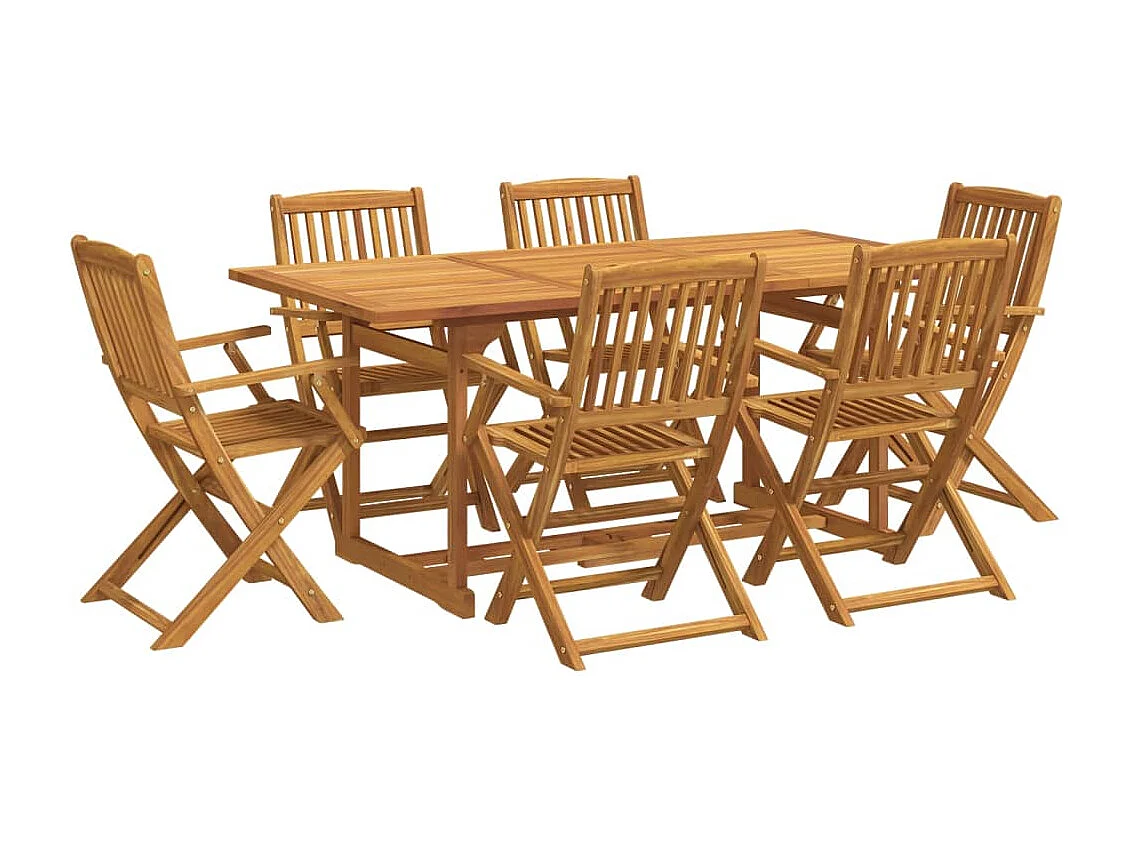 7-tlg. Garten-Essgruppe 180x90x75 cm Massivholz Akazie