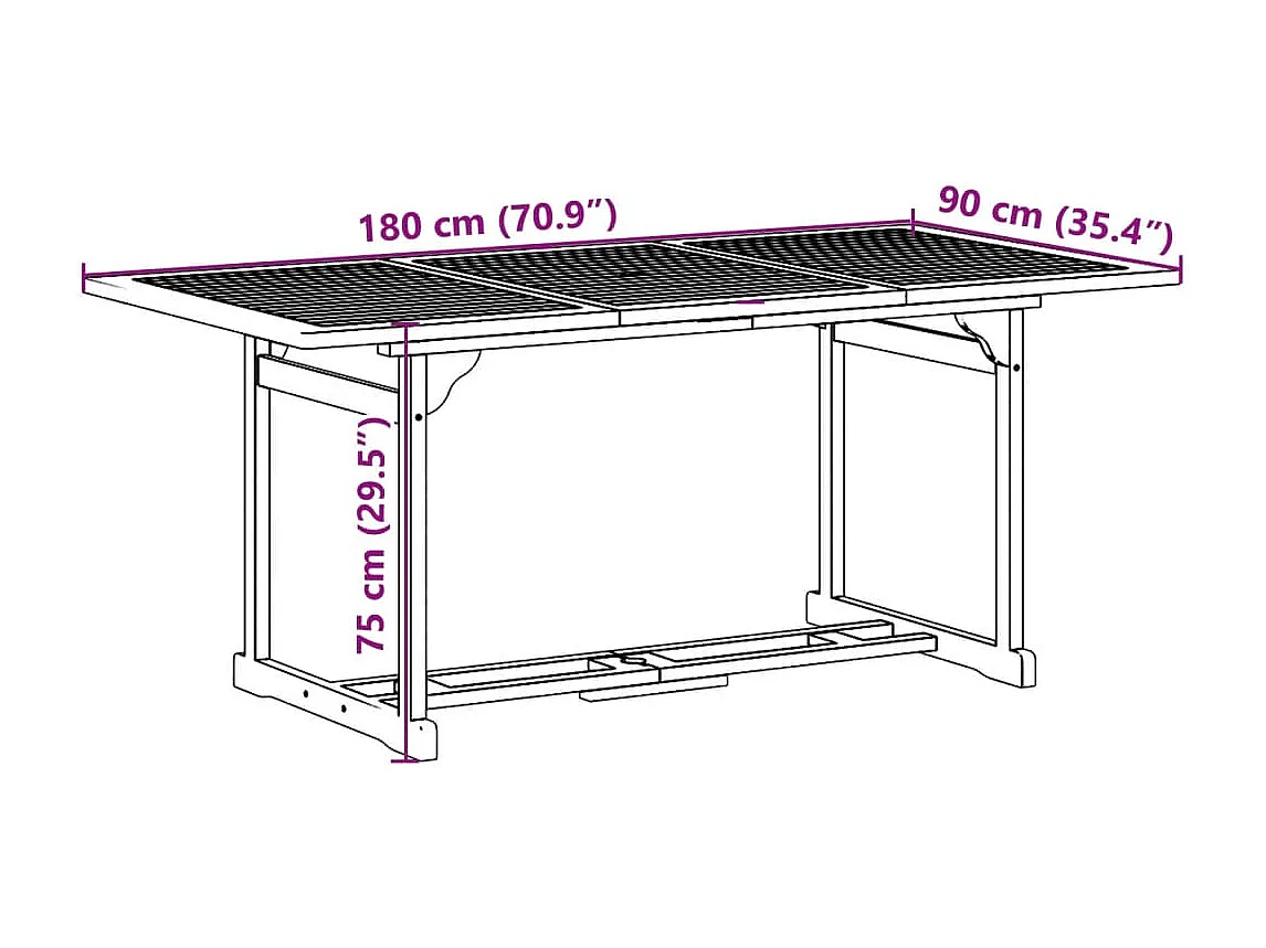 7-tlg. Garten-Essgruppe 180x90x75 cm Massivholz Akazie