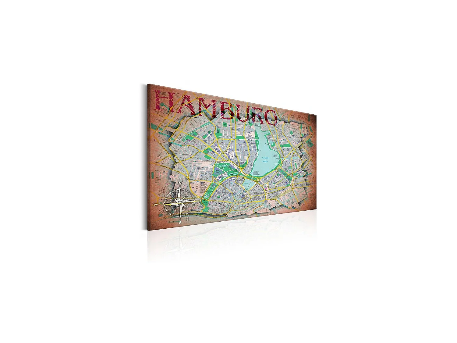 Tableau Cartes du monde Map of Hamburg 120x80 cm